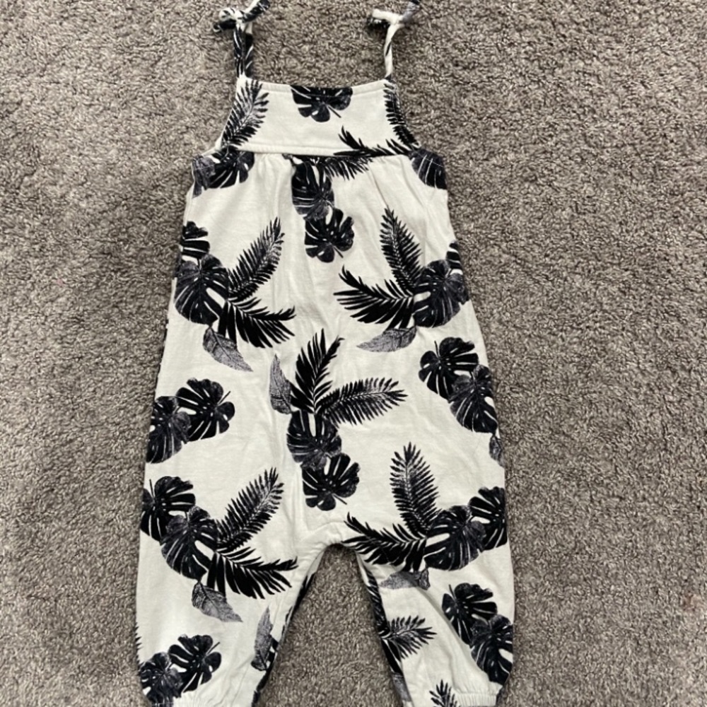 Black and White Palm Tree Jumpsuit